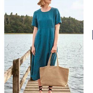 Seasalt Cornwall Grass Wave Linen Midi Dress UK 14 (US 10) Petite